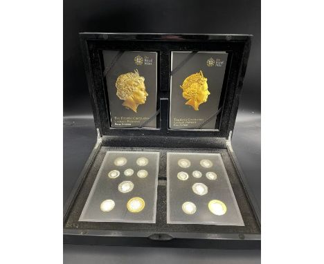 A Royal Mint Fourth Circulating coinage portrait proof set and a Fifth Circulating coinage proof set, boxed