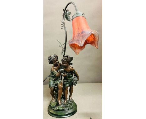 A French Hippolyte lamp signed A Moreau
