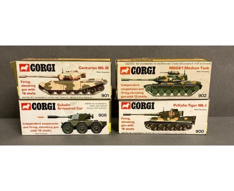 A selection of four boxed Corgi tanks 