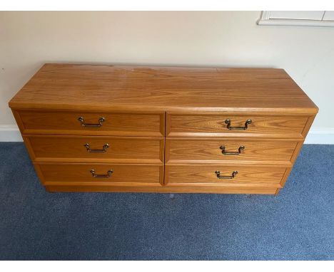 A Mid Century low six drawer chest of drawers (H65cm W140cm D45cm)