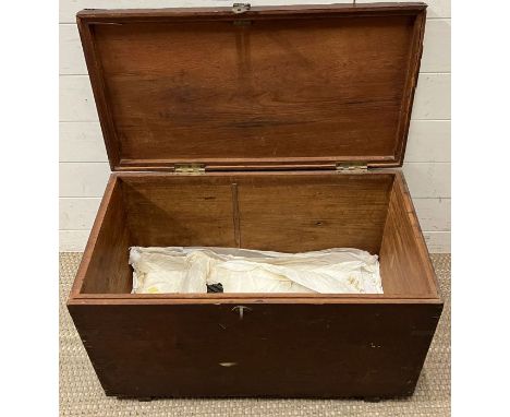 A wooden travel trunk (H42cm W72cm D39cm)