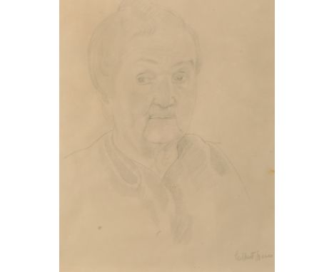 *GILBERT SPENCER (1892-1979) Head and shoulders portrait of an elderly woman signed lower right, pencil, 36cm x 28.5cm Proven