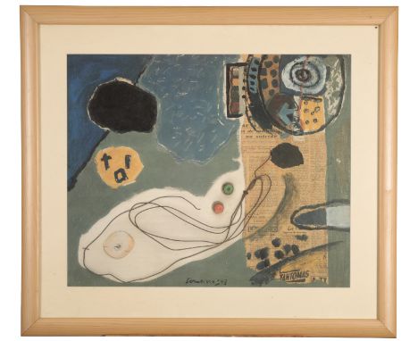 CORNEILLE (GUILLAUME CORNELIS VAN BEVERLOO) (1922-2010) 'Toi' Assemblage style study, giclee print, 53cm x 64.5cm 