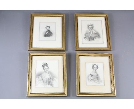 M.V Nunes da Costa - 19th Century original pencil portrait miniatures, the first depicting a young woman, approx 10 x 13 cms,