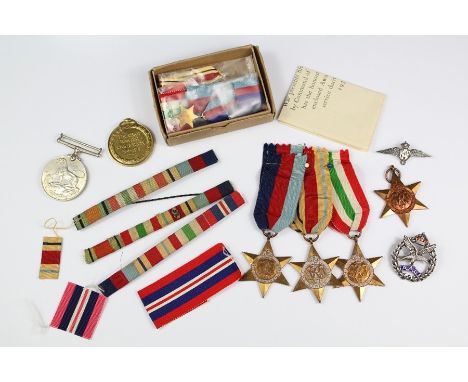 A Group of Five WWII Medals awarded to 4963 Rev. Pte. P. Fielden West Yorkshire Regiment, including Victory medal (boxed with