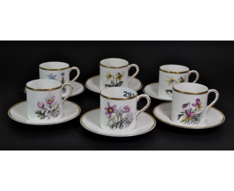 A set of six Royal Worcester coffee cups and saucers.