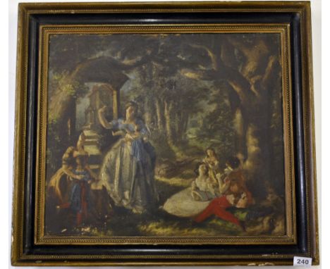 An interesting framed 19th century oil on board with a further portrait oil on the reverse, 66cm x 59cm.