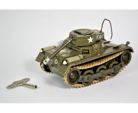 A clockwork tin toy Gama Tank.