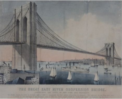 The Great East River Suspension Bridge
Print
Copyright 1881 and published by Currier & Ives, New York
32.5 x 26.5 cm, framed 