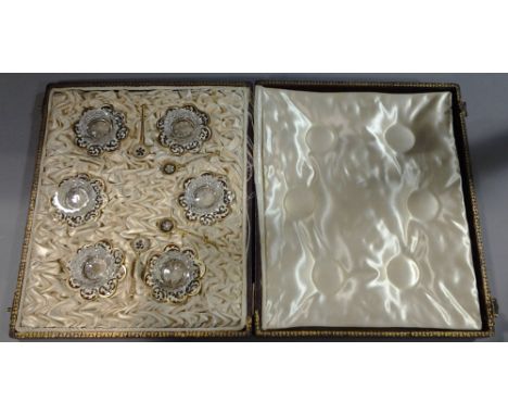 A late 19th/early 20th century Russian enamelled and cut glass caviar set
Housed in original plush lined case.  The case 24.5