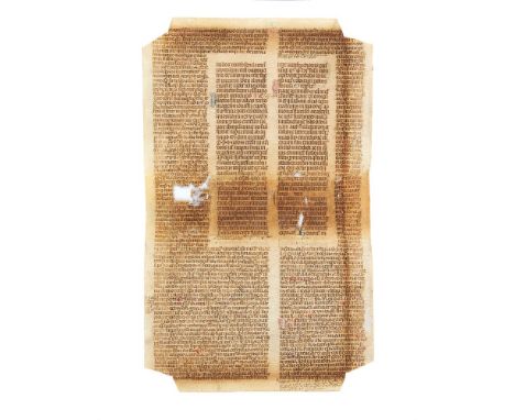 Leaf from a large copy of Gregory IX, Decretals, in Latin, decorated manuscript on parchment [Italy, fourteenth century]large