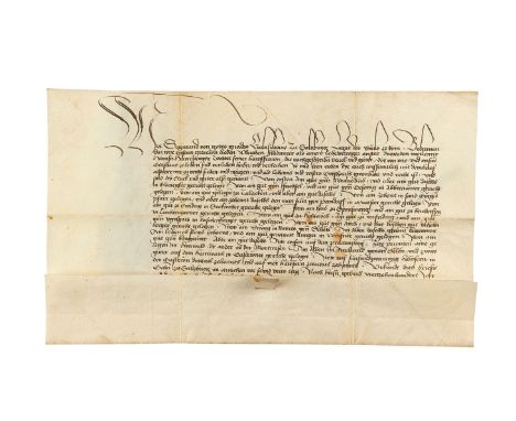 Charter issued by Archbishop Sigismund of Salzburg, in German, manuscript on parchment [Austria (Salzburg), dated 15 June 145