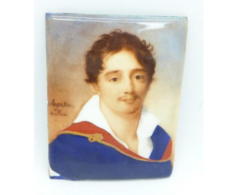 A transfer print portrait plaque, a/f, 10cm x 7.5cm