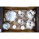 Royal Vale china, Longton tea ware to include 10 trio's, milk jug, and 2 cake plates ( 1 tray)