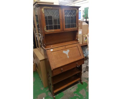 Arts and Crafts / Art Noveu Solid Oak Bureau 78cm W 178cm H