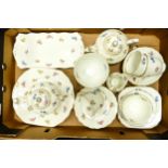 New Chelsea Staffs china tea ware to include cake plate, sandwich tray, 2 x small teapots, 3 cups, 5