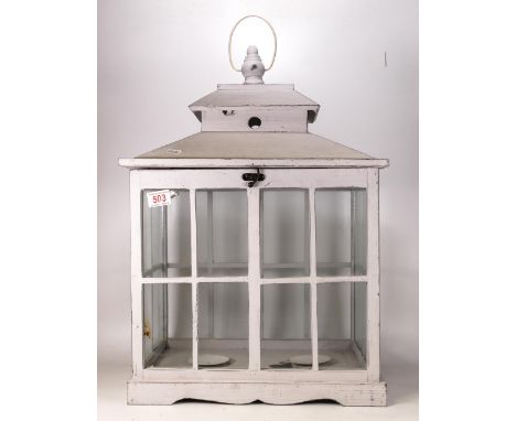 Modern wooden candle lantern . Height 59 x 43.5cm 