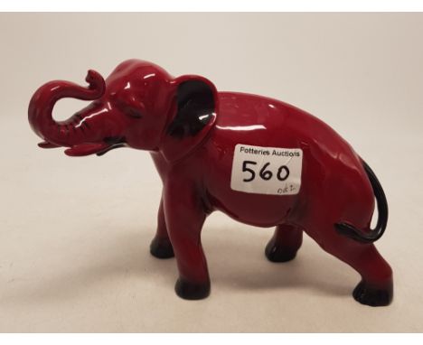 Royal Doulton Flambe Elephant with trunk in salute, height 13cm. 