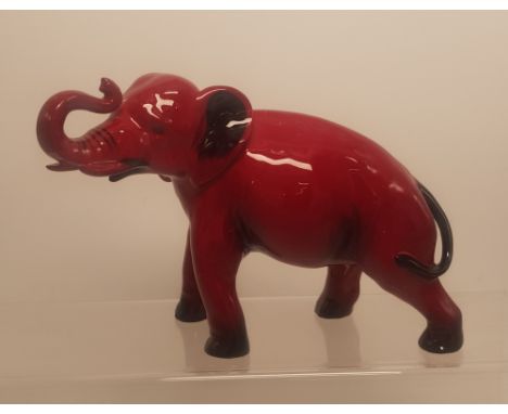 Royal Doulton Flambe model of Elephant with trunk in salute,  h.13cm. 