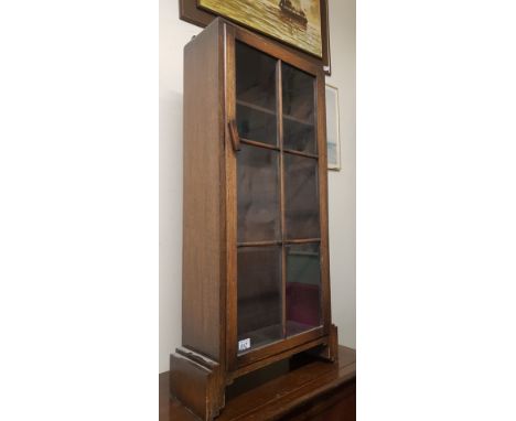Art deco Oak slim bookcase with shelving present 109cm H 