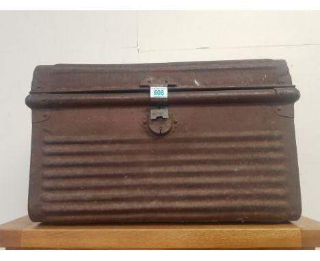 Jones Bros. &amp; Co. Ltd. Tin Travelling Trunk with Locking Clasp 