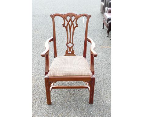Chippendale Revival Upholstered Arm Chair 