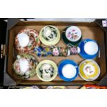 A collection of cups and saucers to include Royal Albert provincial flowers, Coalport blue and