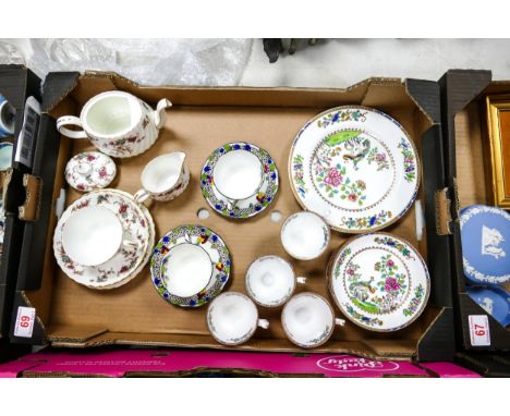 A mixed collection of items to include Early 20th Century Spode tea ware decorated with peacocks, Royal Doulton Art Deco tea 