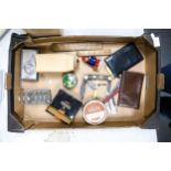 A mixed collection of items to include pocket knifes, Wade Paddington bear, boxed guinness egg cups,