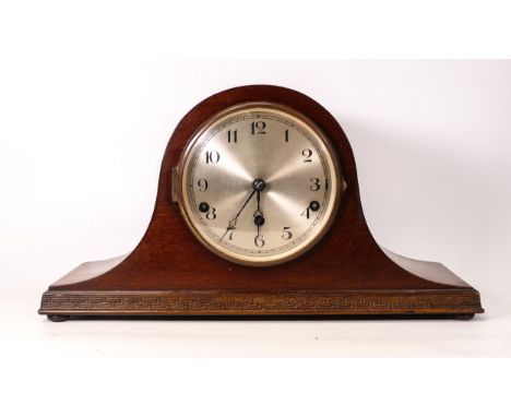 Art Deco wooden mantle clock. Length 43cm, height 23cm ( no key ) 
