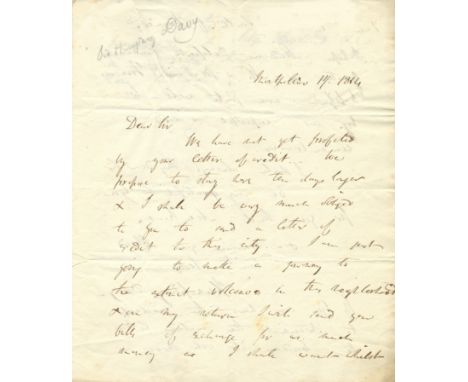 DAVY HUMPHRY: (1778-1829) British Chemist & Inventor. A.L.S., Humphry Davy, three pages, 4to, Montpelier, 17th (?) (January) 