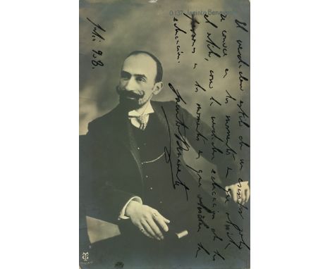 BENAVENTE JACINTO: (1866-1954) Spanish Dramatist, Nobel Prize winner for Literature, 1922. An excellent vintage signed postca