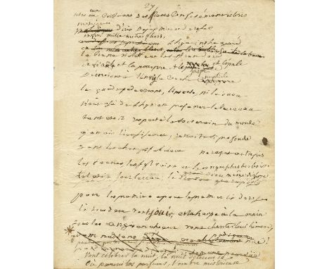 DELILLE JACQUES: (1738-1813) French Poet. A four pages manuscript by Delille, small 4to, in French. The pages are numbered at