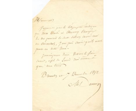 DUMAS ALEXANDRE: Père. (1802-1870) French Writer whose works include The Three Musketeers. L.S., Ale. Dumas, one page, 8vo, B