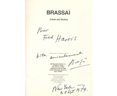 BRASSAÏ: (1899-1984) Hungarian-French Sculptor Photographer and Writer. Signed and inscribed 8 x 11.5 exhibition brochure by 