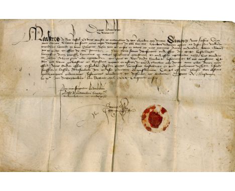 [LOUIS XI OF FRANCE]: (1423-1483) King of France 1461-83. Also called "Louis the Prudent". L.S., one page, oblong 14 x 9, vel