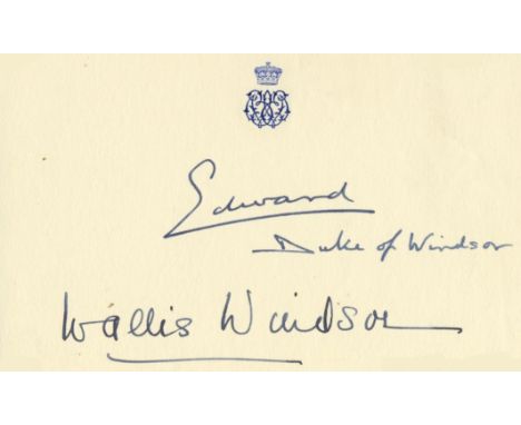 EDWARD &amp; WALLIS: EDWARD, DUKE OF WINDSOR (1894-1972) King of the United Kingdom January - December 1936 &amp; WALLIS, DUC