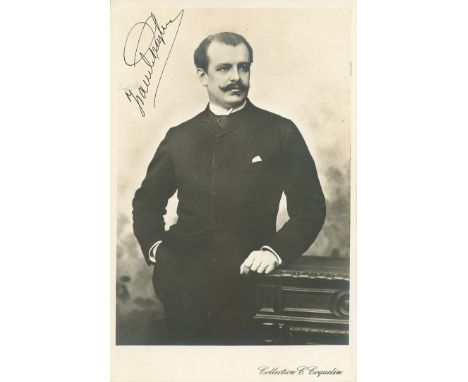 DE RESZKE JEAN: (1850-1925) Polish Tenor. Vintage signed postcard photograph of De Reszke, the Coquelin image depicting the t