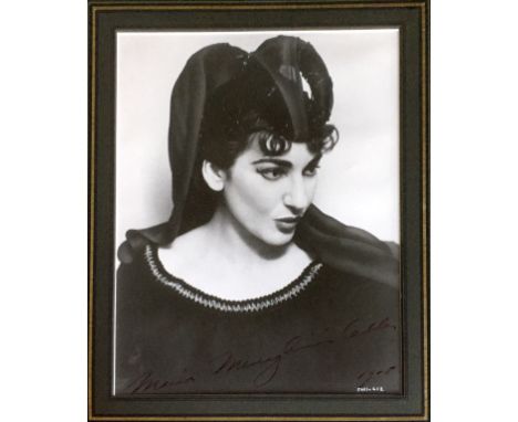 CALLAS MARIA: (1923-1977) American-born Greek Soprano. An excellent vintage signed 7.5 x 9.5 photograph by Callas, the image 
