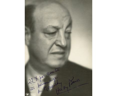 BAUR HARRY: (1880-1943) French Actor, arrested and tortured by the Gestapo in 1942. Vintage signed and inscribed 6 x 9 photog