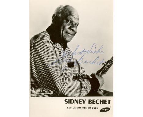 BECHET SIDNEY: (1897-1959) American Jazz Saxophonist. Vintage signed 4 x 6 photograph, the promotional Vogue image depicting 