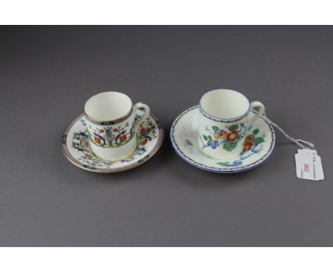 Two Shelley coffee cans &amp; saucers, one 'Idalium' pattern, the other No. 11303
