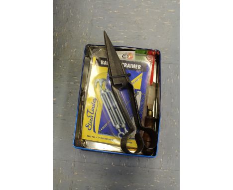 Box of misc tools, sheep shears, etc.