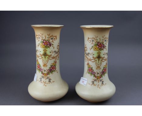 Pair of early 20th century Crown Ducal vases - blush ivory style