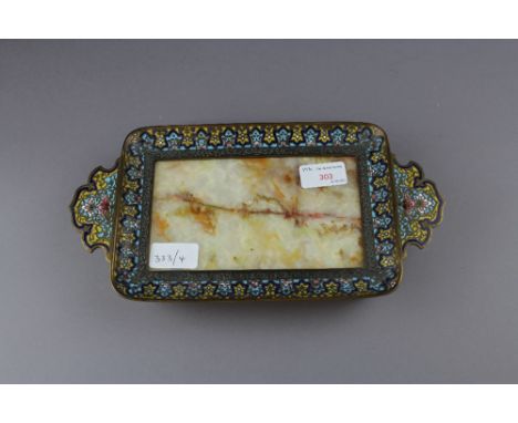 Marble and champleve enamel stand