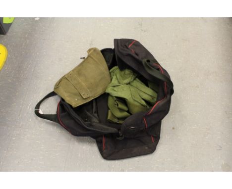 British Army holdall, various belts and Chinese Army bag, etc.
