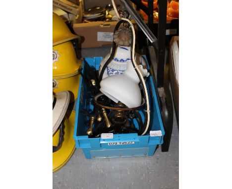 Blue plastic box inc lantern etc