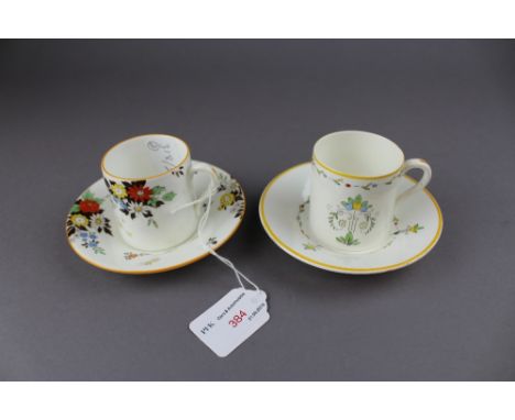 Two Shelley coffee cans &amp; saucers, Nos. 11558 &amp; 52133