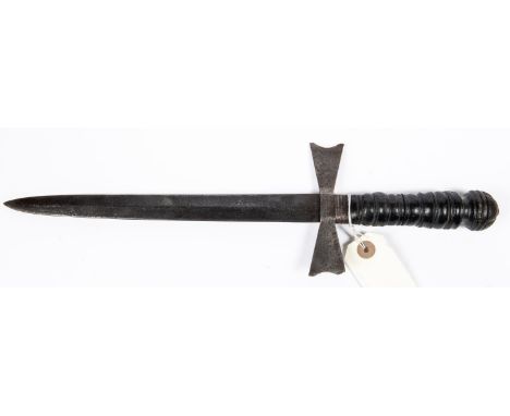 A 17th Century dagger, DE blade 10”, turned wood hilt with half ball steel pommel and flat crosspiece, GC (light pitting and 