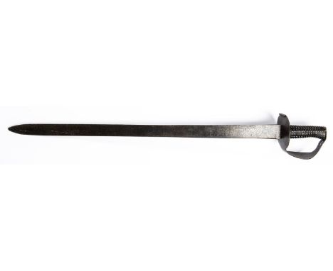 A scarce 1804 pattern naval cutlass, blade 29" engraved with crown and "GR", ribbed iron grip and steel knuckle guard. GC (li